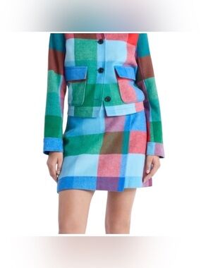 Colorblock Plaid Women's Skort with Belt